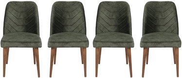 Ēdamistabas krēsls Kalune Design Dallas 565 974NMB1212, valriekstu/tumši zaļa, 49 cm x 50 cm x 90 cm, 4 gab.