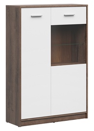 Шкаф-витрина Nepo Plus S435-REG1D1W/90-DMON/BI, коричневый/белый, 90 см x 34 см x 131.5 см