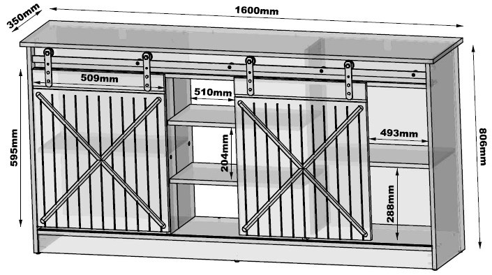 Kapp Cama Meble Granero, must, 160 cm x 35 cm x 80 cm