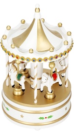Рождественская декорация Springos Carousel Music Box CA1072, 125 мм, дерево, золотой/белый