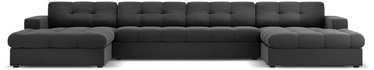 Dīvāns Micadoni Home Justin Velvet Panoramic 5 Seats, pelēka, 294 x 160 cm x 72 cm