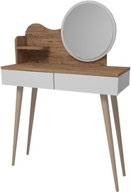 Столик-косметичка Kalune Design Gutty 550ARN2754, белый/сосновый, 90 см x 35 см x 132.2 см, с зеркалом