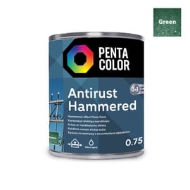Emaljas krāsa Pentacolor Anti Rust Hammered, spīdīga, 0.75 l, zaļa
