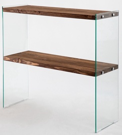 Konsolinis staliukas Kalune Design Venedik, skaidrus/riešuto, 30 cm x 90 cm x 80 cm