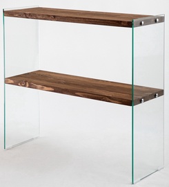 Konsoollaud Kalune Design Venedik, pähklipuu/läbipaistev, 30 cm x 90 cm x 80 cm