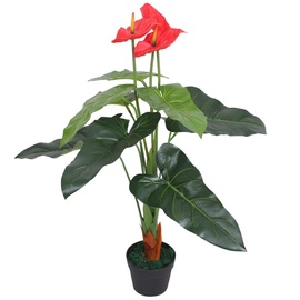 Mākslīgie ziedi puķu podā, antūrija VLX Anthurium Plant with Pot, sarkana/zaļa, 90 cm