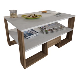 Журнальный столик Kalune Design Golden, коричневый/белый, 600 мм x 900 мм x 450 мм