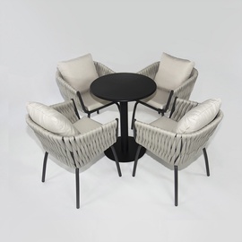 Lauko baldų komplektas DM Grill Comfort, baltas/juodas, 4 vietų