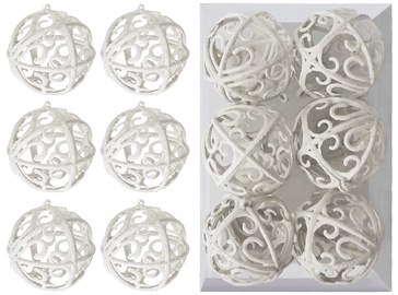 Елочное украшение Tutumi CHR-00659, белый, 6 см, 6 см, пластик, 6 шт.