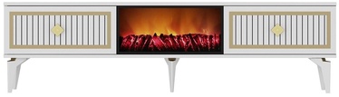 TV staliukas Kalune Design Flame, aukso/baltas, 150 cm x 29.6 cm x 44.6 cm