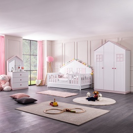 Guļamistabas mēbeļu komplekts Kalune Design Fethýye P-Myy-3Kd-S, bērnistabu, balta/rozā