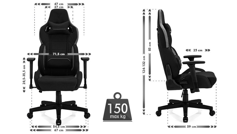 Mänguri tool SENSE7 Sentinel 8148252, 72 x 57 x 120 - 128 cm, must/hall