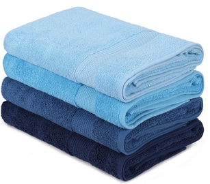 Полотенце Beverly Hills Polo Club Bath Towel Set 801, синий/голубой/темно-синий, 140 см x 70 см, 4 шт.
