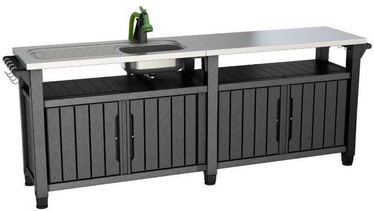 Dārza galds Keter Unity Chef BBQ Kitchen, pelēka, 51.3 cm x 237 cm x 89.4 cm