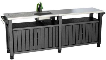 Садовый стол Keter Unity Chef BBQ Kitchen, серый, 51.3 см x 237 см x 89.4 см