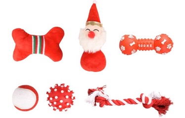 Suņu rotaļlietu komplekts Flamingo Christmas Stocking 518139, balta/sarkana