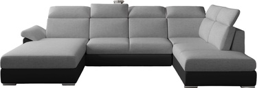Stūra dīvāns Evanell Sawana Soft, melna/pelēka, kreisais, 216 x 330 x 102 cm