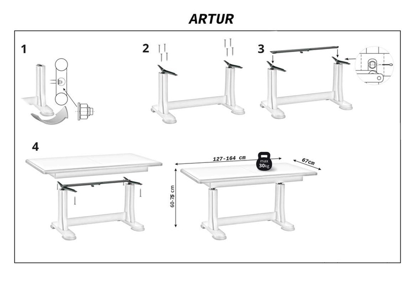 Обеденный стол c удлинением, ольха, 127 см x 67 см x 60 см