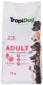 Sausā suņu barība TropiDog Premium Adult Medium & Large, tītara gaļa/rīsi, 12 kg