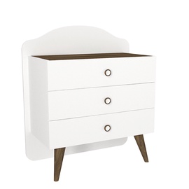 Kummut Kalune Design Lora, valge/pähklipuu, 38.6 x 72 x 89 cm