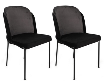 Стул для столовой Kalune Design Dore 150 974NMB1652, блестящий, черный/серый, 55 см x 54 см x 86 см, 2 шт.