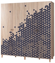 Spinta Kalune Design IMAJ-123, mėlyna/sonoma ąžuolo, 180 cm x 52 cm x 192 cm