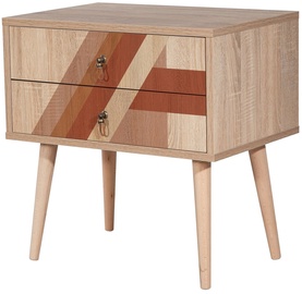 Ночной столик Kalune Design City Flow, коричневый/дерево, 40 x 60 см x 61 см