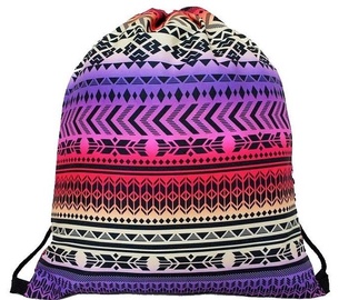 Sportinis krepšys Aztec Print, balta/juoda/rožinė/violetinė