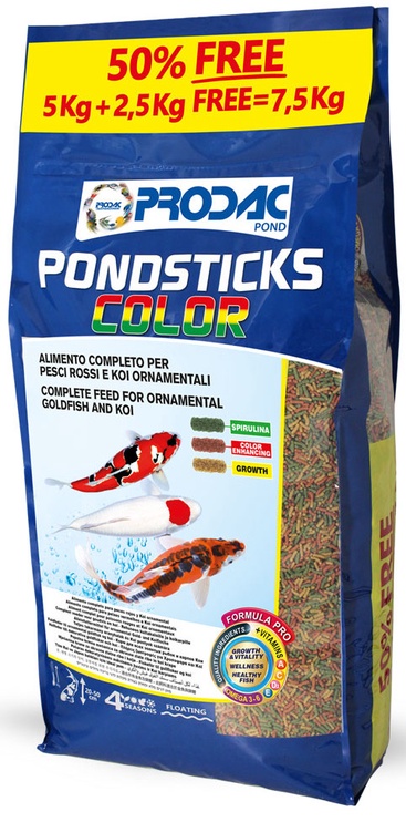 Корм для рыб Prodac PondStick Color, 7.5 кг