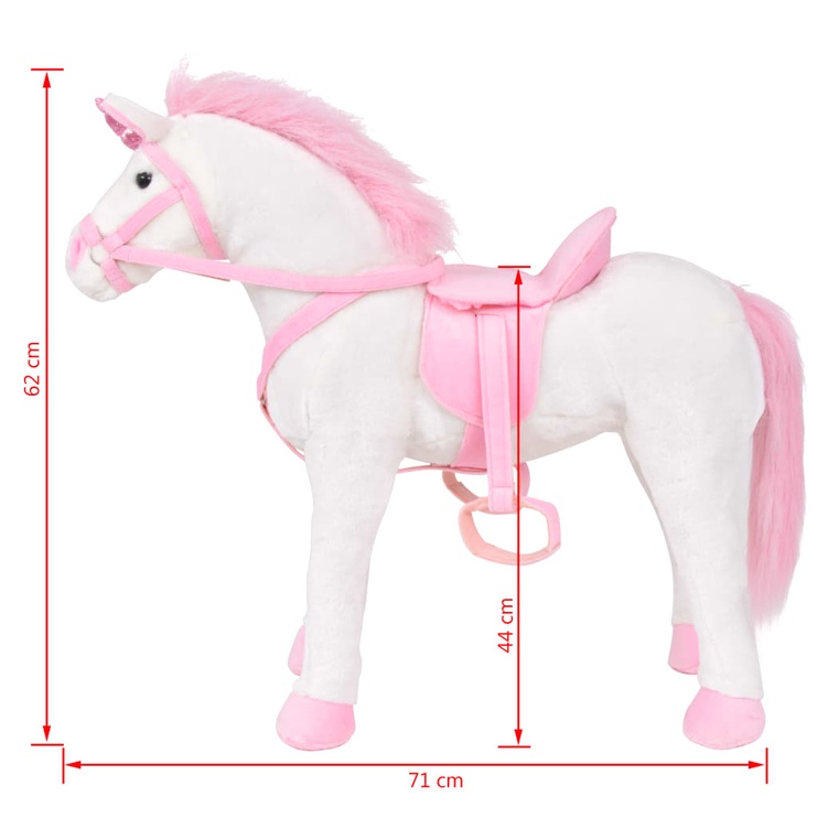 Mīkstā rotaļlieta VLX Unicorn, balta/rozā, 62 cm