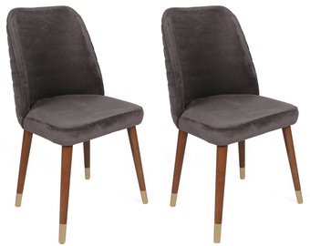 Ēdamistabas krēsls Kalune Design Hugo 381 974NMB1671, matēts, zelta/valriekstu/antracīta, 49 cm x 50 cm x 90 cm, 2 gab.
