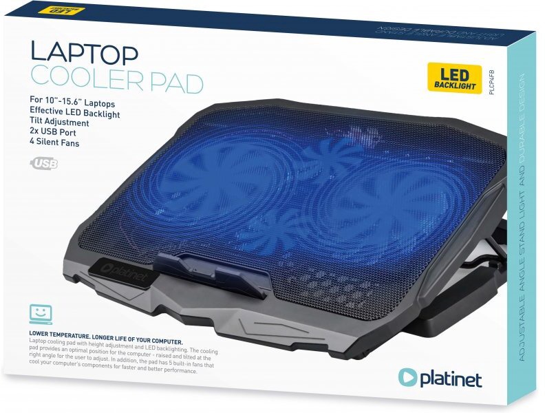 Вентилятор ноутбука Platinet PLCP4FB, 39 см x 28 см x 2.8 см