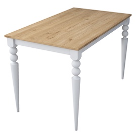 Кухонный стол Kalune Design JA104 2598, белый/ореховый, 120 см x 70 см x 73.8 см