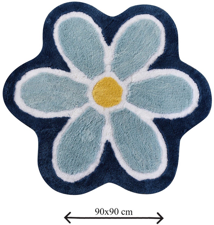 Vannas istabas paklājs Foutastic Flower 359CHL1522, zila/dzeltena/gaiši zila, 90 cm x 90 cm