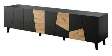 TV galds Cama Meble Etna, melna/ozola, 200 cm x 42 cm x 52 cm