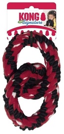 Rotaļlieta sunim Kong Signature Rope Double Ring Tug, 22 cm, melna/sarkana
