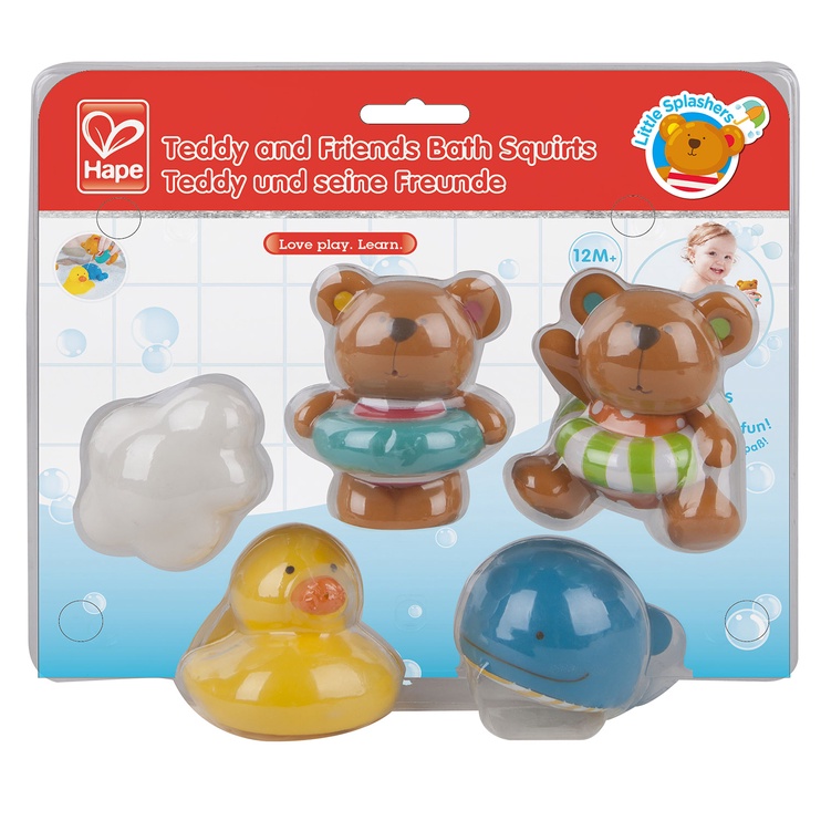 Vannimänguasjade komplekt Hape Bath Squirts Teddy And Friends, 5 tk