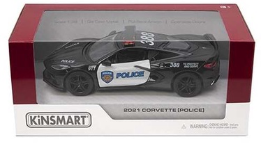 Žaislinė policijos mašina Kinsmart 2021 Corvette (Police) KT5432P, balta/juoda