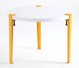 Журнальный столик Kalune Design Fregoia, белый/желтый, 600 мм x 600 мм x 450 мм