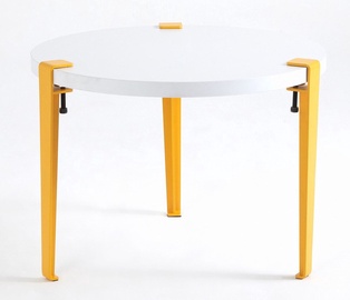 Журнальный столик Kalune Design Fregoia, белый/желтый, 600 мм x 600 мм x 450 мм