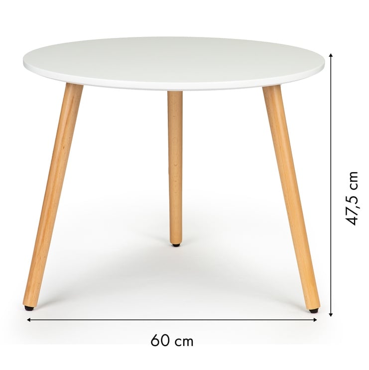 Kafijas galdiņš ModernHome CT-003, balta/koks, 600 mm x 600 mm x 475 mm