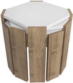 Журнальный столик Kalune Design Lori, белый/ореховый, 44.5 см x 44.5 см x 41 см