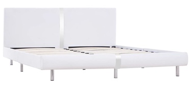Кровать VLX Faux Leather 280834, белый, 211x165 см, с решеткой