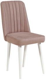 Ēdamistabas krēsls Kalune Design Vina 869VEL5180, balta/gaiši rozā, 46 cm x 46 cm x 85 cm