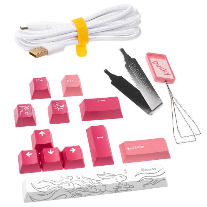 Klaviatuur Ducky One 3 Gossamer Cherry MX Silent Red, EN, valge/roosa
