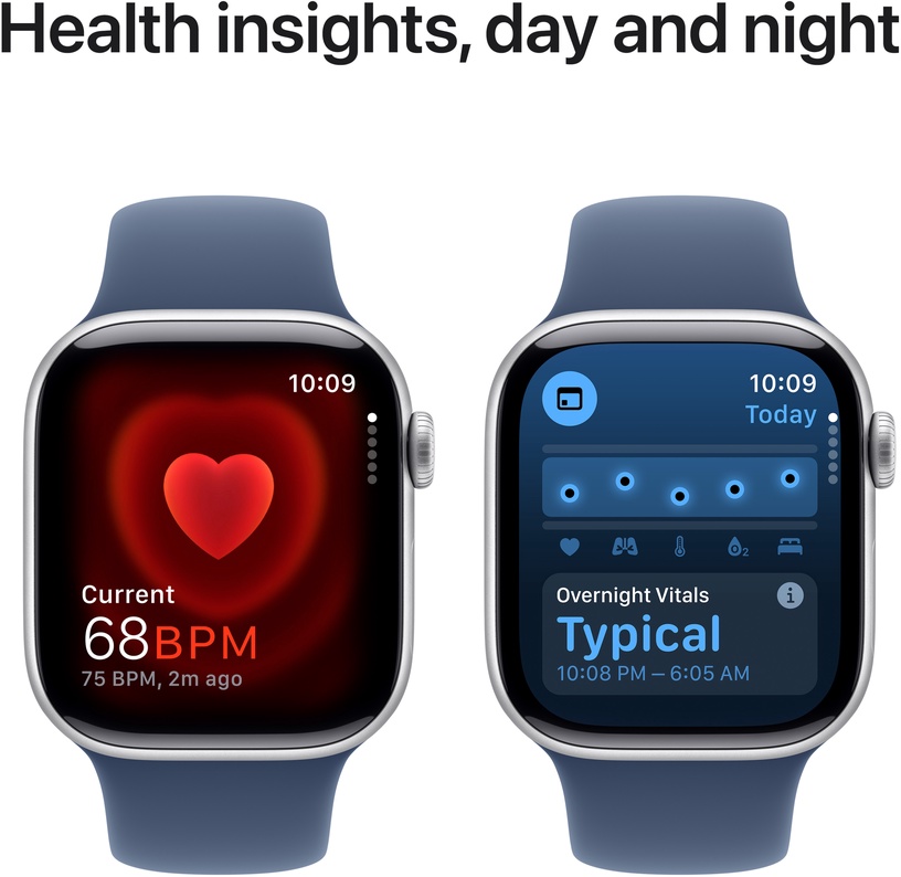 Viedais pulkstenis Apple Watch Series 10 GPS 42mm Case Denim Sport Band S/M, silver aluminium