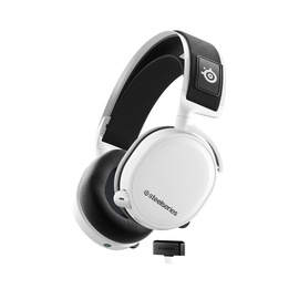 Bezvadu uzliekamās austiņas īpaši datorspēlēm, ar galvas stīpu, bezvadu Steelseries Arctis 7+, balta