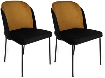 Ēdamistabas krēsls Kalune Design Dore 150 974NMB1651, spīdīga, melna/sinepju, 55 cm x 54 cm x 86 cm, 2 gab.