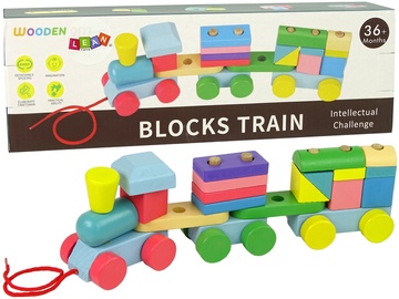 Kaladėlės Lean Toys Block Train 10148, 12 cm, įvairių spalvų