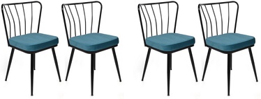 Стул для столовой Kalune Design 945 V4 974NMB1629, блестящий, синий/черный, 42 см x 43 см x 82 см, 4 шт.